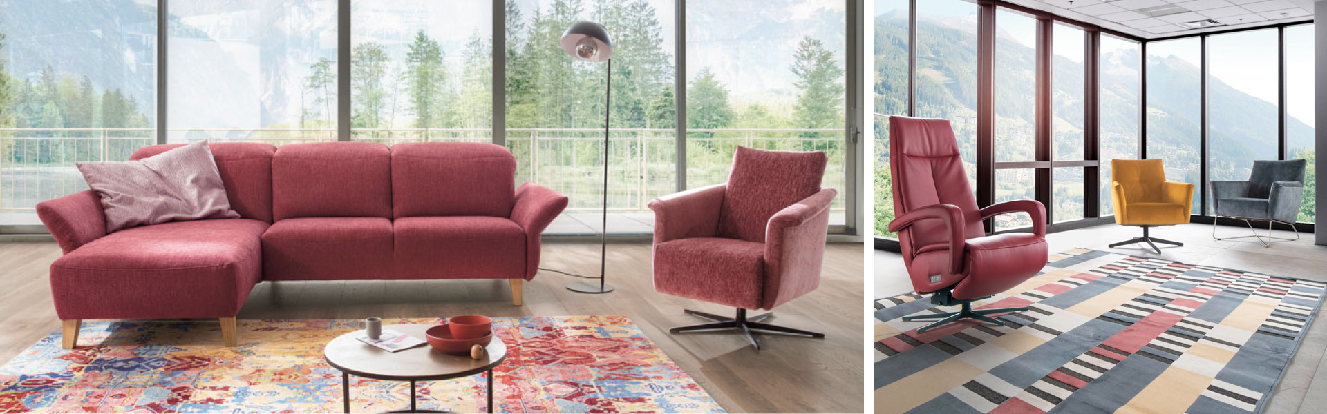 Die Polstergarnitur bildet das Herzstück des Wohnzimmers. Auch Sessel zählen zu den Polstermöbeln.